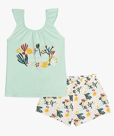 GEMO Pyjashort fille à motif estival 2 pièces (short + débardeur) Vert
