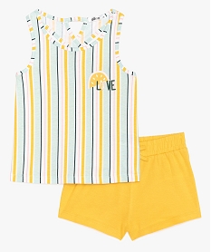 GEMO Pyjashort fille à débardeur original rayé Multicolore