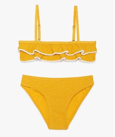 maillot de bain fille 2 pieces a volants et pompons jaune maillots de bainA602701_1