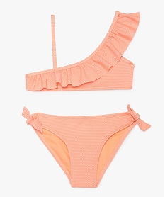 GEMO Maillot de bain 2 pièces fille asymétrique et pailleté Rose