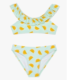 GEMO Maillot de bain fille 2 pièces à volants Imprimé