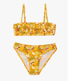 GEMO Maillot de bain fille 2 pièces motif tropical à paillettes Imprimé