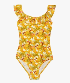 GEMO Maillot de bain fille 1 pièce imprimé à volants Imprimé