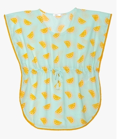 robe de plage fille fluide imprimee citrons avec pompons brunA603301_1