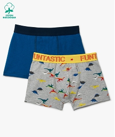 GEMO Boxers garçon uni et motif dinosaures avec coton bio (lot de 2) Multicolore