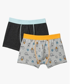 GEMO Boxers garçon uni et motif monstres avec coton bio (lot de 2) Multicolore