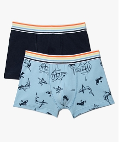 boxers garcon uni et imprime requins avec coton bio (lot de 2) multicoloreA604401_1