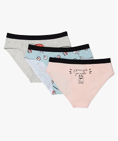GEMO Slip fille avec motifs sushis contenant du coton bio (lot de 3) Multicolore