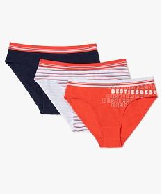 GEMO Slips fille assortis contenant du coton bio (lot de 3) Multicolore