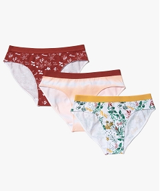 GEMO Culotte fille à motifs fleuris contenant du coton bio (lot de 3) Multicolore