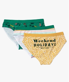 GEMO Culotte fille en coton bio avec motifs (lot de 3) Multicolore
