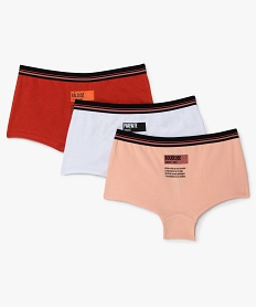 GEMO Boxer fille avec message contenant du coton bio (lot de 3) Multicolore