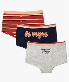 GEMO Boxers fille imprimées avec coton biologique (lot de 3) Multicolore