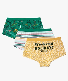 GEMO Boxer fille imprimés contenant du coton bio (lot de 3) Multicolore