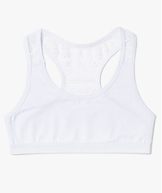 GEMO Brassière fille dos dentelle avec coton bio Blanc