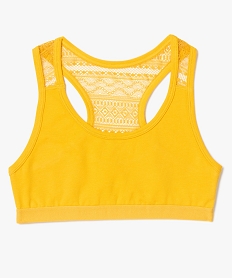 GEMO Brassière fille dos dentelle avec coton bio Jaune