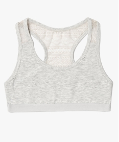 GEMO Brassière fille dos dentelle avec coton bio Gris