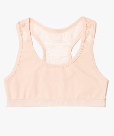 GEMO Brassière fille dos dentelle avec coton bio Rose