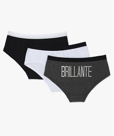 GEMO Shorty fille avec message pailleté contenant du coton bio (lot de 3) Multicolore