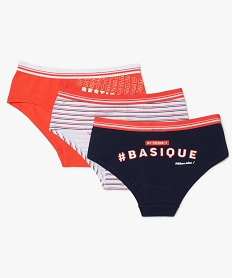 GEMO Shorty fille à motifs contenant du coton bio (lot de 3) Multicolore