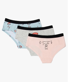 GEMO Shorty fille à motifs sushis contenant du coton bio (lot de 3) Multicolore