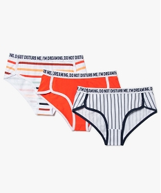 GEMO Shorty fille à ceinture imprimée avec coton bio (lot de 3) Multicolore