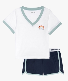 GEMO Pyjashort fille avec crop top au look sportswear Blanc