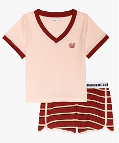 GEMO Pyjashort fille avec crop top au look sportswear Rose