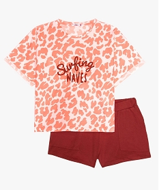 GEMO Pyjashort fille avec crop top fluo Imprimé