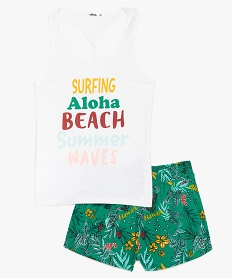 GEMO Pyjashort fille motif hawaïen et dos fantaisie Imprimé
