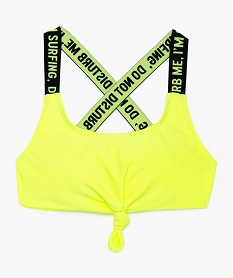 GEMO Haut de maillot de bain fille dos croisé fluo Jaune