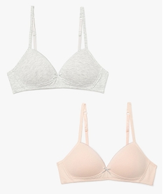 GEMO Soutien-gorge fille paddé à liseré pailleté et coton bio (lot de 2) Multicolore