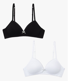 GEMO Soutien-gorge fille paddé à liseré pailleté et coton bio (lot de 2) Multicolore