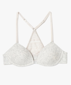 GEMO Soutien-gorge fille à dos original en dentelle Gris
