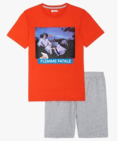 GEMO Pyjashort garçon avec grand imprimé fantaisie rouge standard