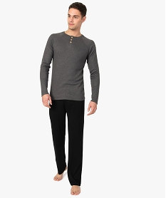 GEMO Pyjama homme bicolore à manches longues Gris