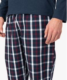 pyjama homme bicolore a manches longues et col v bleuA623901_2