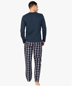 pyjama homme bicolore a manches longues et col v bleuA623901_3