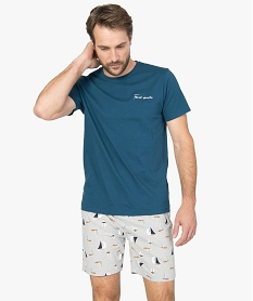 pyjashort homme bicolore avec motifs bateaux multicoloreA624101_1