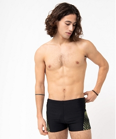 maillot de bain homme forme boxer avec motifs colores noirA626101_1