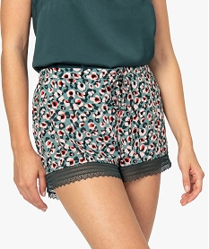 GEMO Short de pyjama femme à motif et dentelle Imprimé