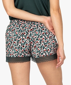 short de pyjama femme a motif et dentelle imprime bas de pyjamaA626701_2