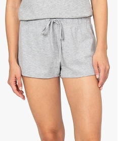 short de pyjama femme en coton stretch gris bas de pyjamaA627401_1