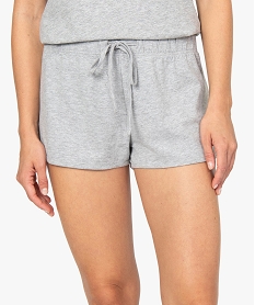 GEMO Short de pyjama femme en coton stretch Gris