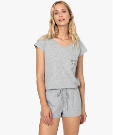 short de pyjama femme en coton stretch gris bas de pyjamaA627401_3