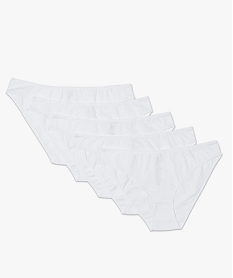 GEMO Culotte femme unie en coton biologique (lot de 5) Blanc