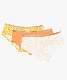 GEMO Shorty femme imprimé avec coton biologique (lot de 3) Multicolore