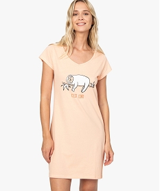 GEMO Chemise de nuit imprimée à manches courtes femme Orange