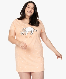 GEMO Chemise de nuit à manches courtes avec motifs femme grande taille Imprimé