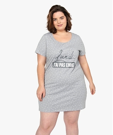 GEMO Chemise de nuit à manches courtes avec motifs femme grande taille Gris